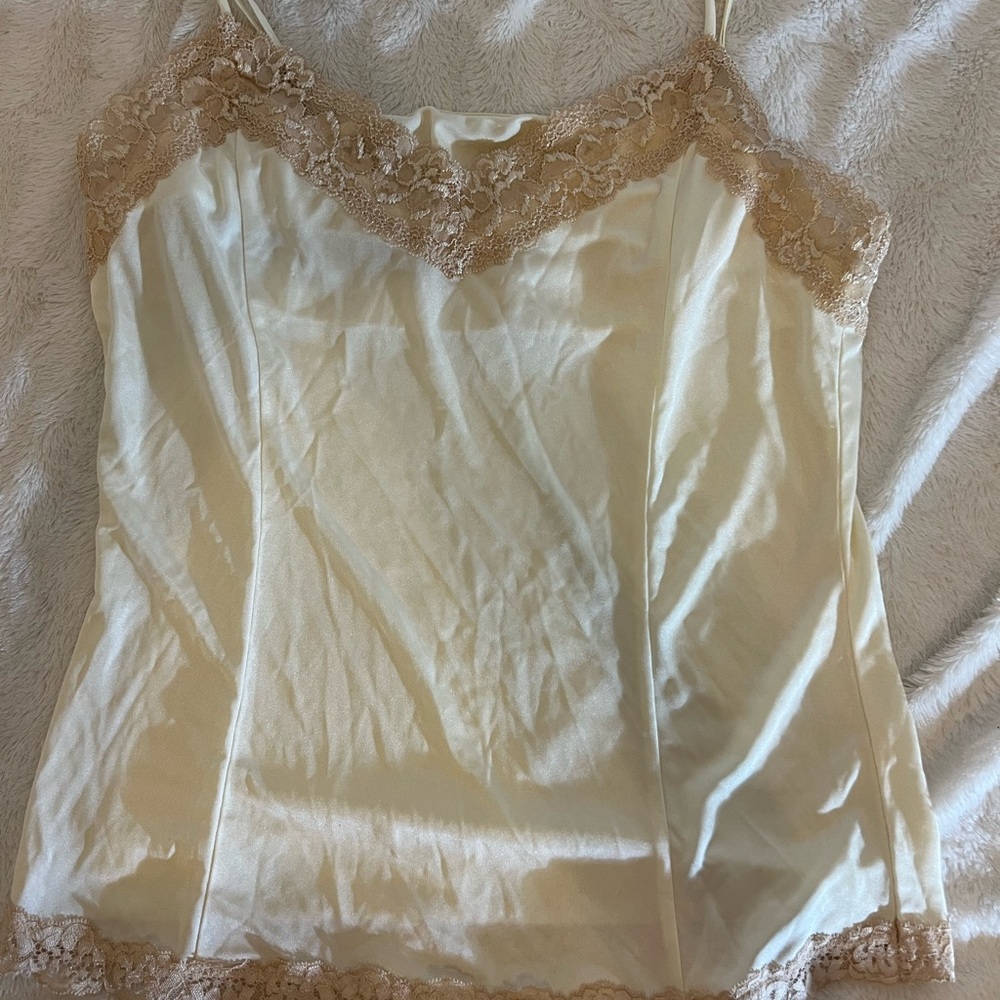Cream Lace Trim Cami Top by Victoria’s Sec